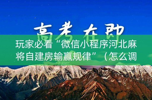 玩家必看“微信小程序河北麻将自建房输赢规律”（怎么调胜率)