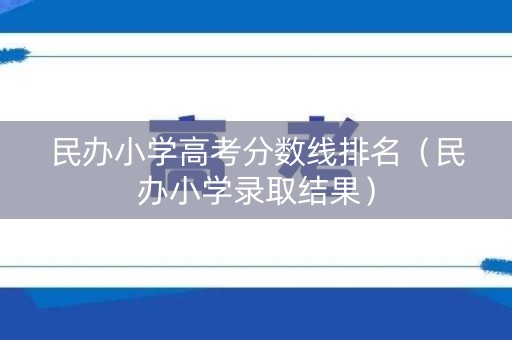 民办小学高考分数线排名（民办小学录取结果）