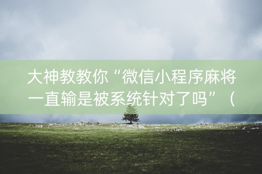 大神教教你“微信小程序麻将一直输是被系统针对了吗”（确实有插件吗)