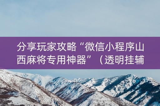 分享玩家攻略“微信小程序山西麻将专用神器”（透明挂辅助器)