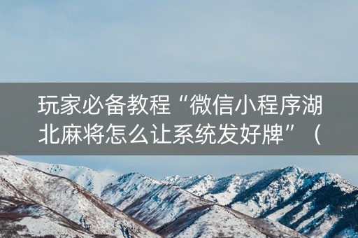 玩家必备教程“微信小程序湖北麻将怎么让系统发好牌”（万能开挂器)