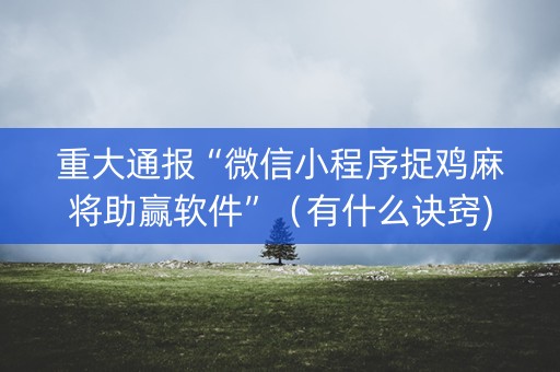 重大通报“微信小程序捉鸡麻将助赢软件”（有什么诀窍)