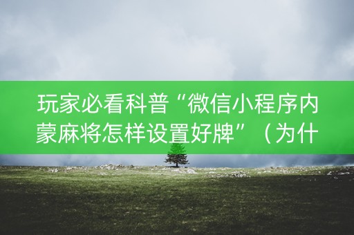 玩家必看科普“微信小程序内蒙麻将怎样设置好牌”（为什么有人一直赢)