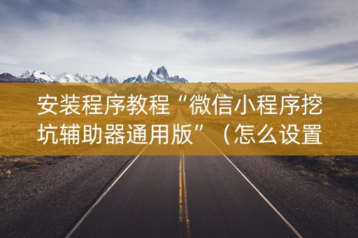 安装程序教程“微信小程序挖坑辅助器通用版”（怎么设置才能赢)