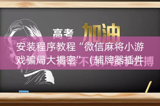 安装程序教程“微信麻将小游戏骗局大揭密”（辅牌器插件购买)