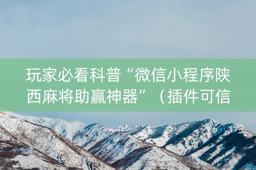 玩家必看科普“微信小程序陕西麻将助赢神器”（插件可信吗)