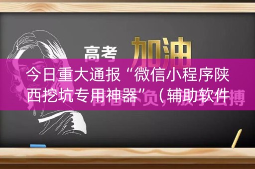 今日重大通报“微信小程序陕西挖坑专用神器”（辅助软件)