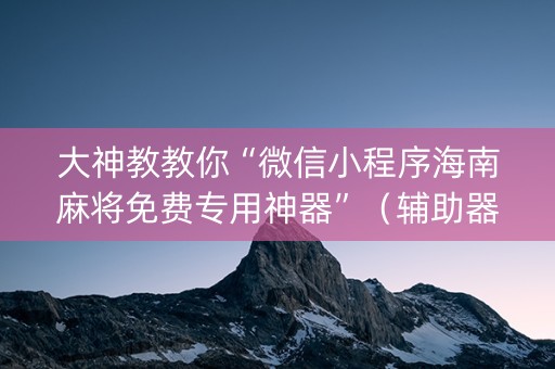 大神教教你“微信小程序海南麻将免费专用神器”（辅助器通用版)