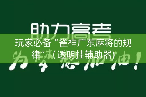 玩家必备“雀神广东麻将的规律”（透明挂辅助器)