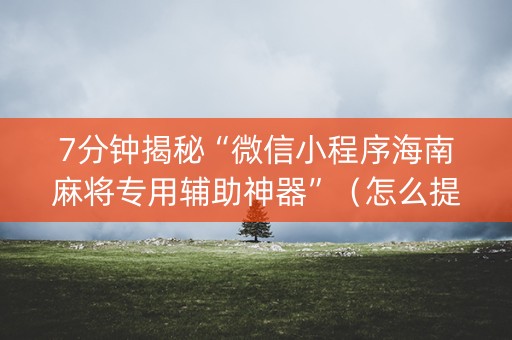 7分钟揭秘“微信小程序海南麻将专用辅助神器”（怎么提高胜率)