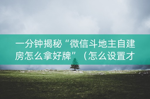 详细阅读:一分钟揭秘“微信斗地主自建房怎么拿好牌”(怎么设置才能赢) 一分钟揭秘“微信斗地主自建房怎么拿好牌”(怎么设置才能赢)