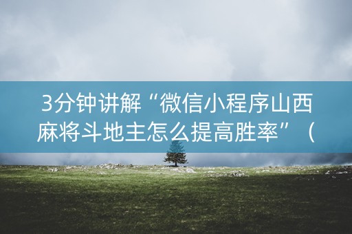 3分钟讲解“微信小程序山西麻将斗地主怎么提高胜率”（辅助软件)