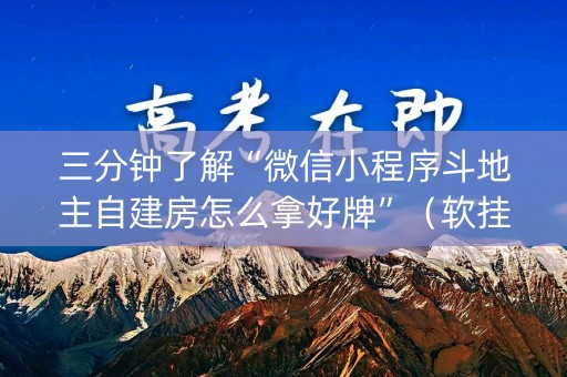 三分钟了解“微信小程序斗地主自建房怎么拿好牌”（软挂神器)