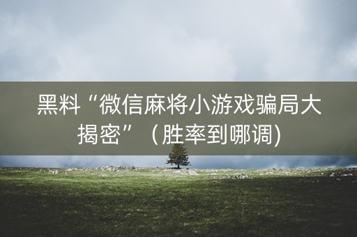 黑料“微信麻将小游戏骗局大揭密”（胜率到哪调)