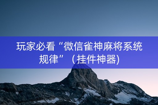 玩家必看“微信雀神麻将系统规律”（挂件神器)