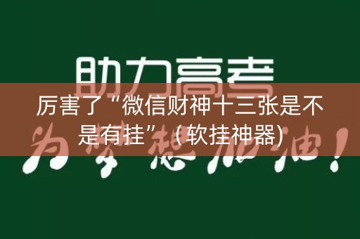 厉害了“微信财神十三张是不是有挂”（软挂神器)