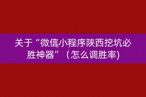 关于“微信小程序陕西挖坑必胜神器”（怎么调胜率)