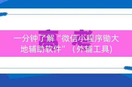 一分钟了解“微信小程序锄大地辅助软件”（外辅工具)