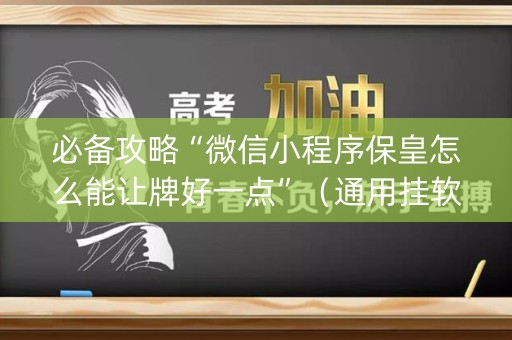 必备攻略“微信小程序保皇怎么能让牌好一点”（通用挂软件多少钱)