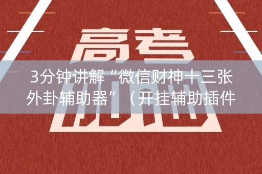 3分钟讲解“微信财神十三张外卦辅助器”（开挂辅助插件)