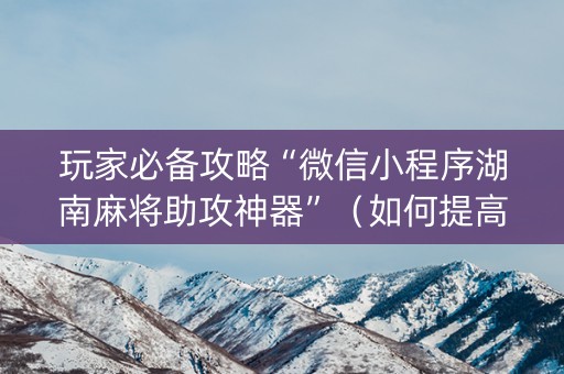 玩家必备攻略“微信小程序湖南麻将助攻神器”（如何提高胜率)