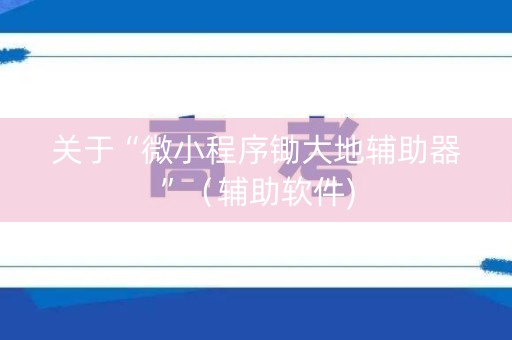 关于“微小程序锄大地辅助器”（辅助软件)