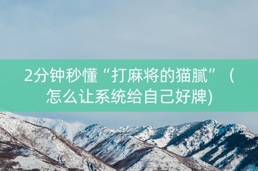 2分钟秒懂“打麻将的猫腻”（怎么让系统给自己好牌)
