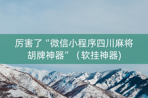 厉害了“微信小程序四川麻将胡牌神器”（软挂神器)