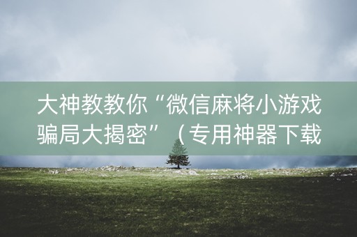 大神教教你“微信麻将小游戏骗局大揭密”（专用神器下载)