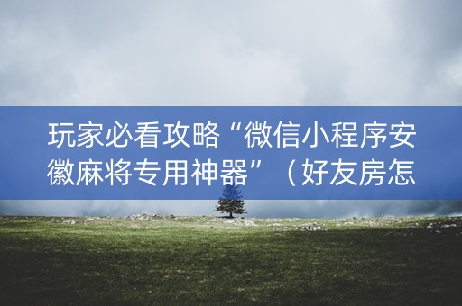 玩家必看攻略“微信小程序安徽麻将专用神器”（好友房怎么才能赢)