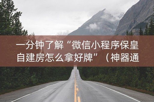 一分钟了解“微信小程序保皇自建房怎么拿好牌”（神器通用版)