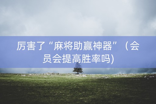 厉害了“麻将助赢神器”（会员会提高胜率吗)
