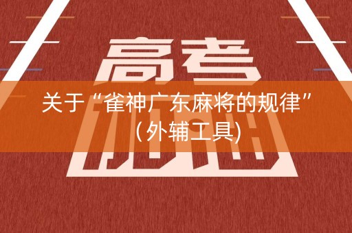 关于“雀神广东麻将的规律”（外辅工具)