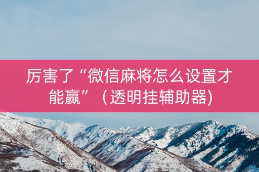 厉害了“微信麻将怎么设置才能赢”（透明挂辅助器)