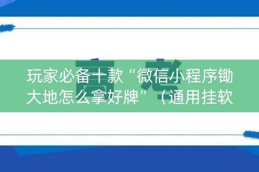 玩家必备十款“微信小程序锄大地怎么拿好牌”（通用挂软件多少钱)