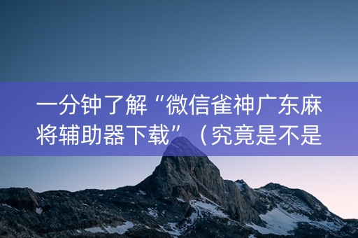 一分钟了解“微信雀神广东麻将辅助器下载”（究竟是不是有挂)