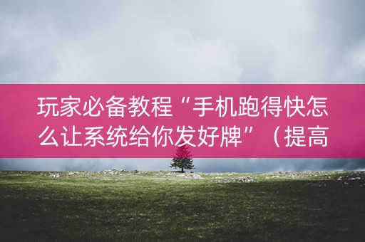 玩家必备教程“手机跑得快怎么让系统给你发好牌”（提高胜率软件)