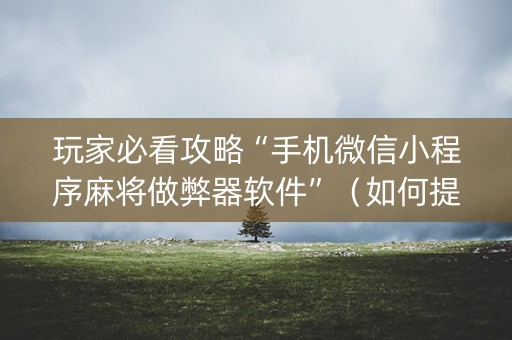 玩家必看攻略“手机微信小程序麻将做弊器软件”（如何提高胜率)