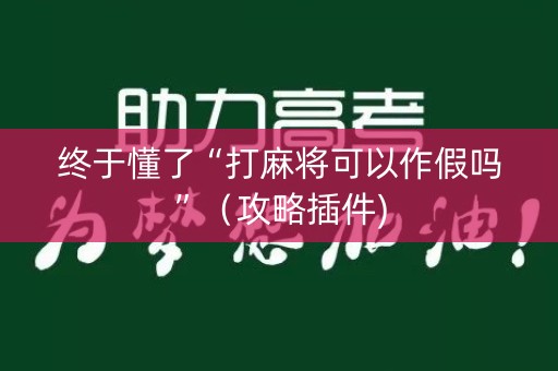 终于懂了“打麻将可以作假吗”（攻略插件)