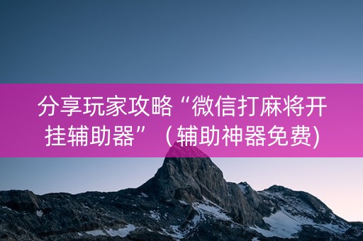 分享玩家攻略“微信打麻将开挂辅助器”（辅助神器免费)