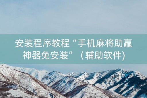 安装程序教程“手机麻将助赢神器免安装”（辅助软件)