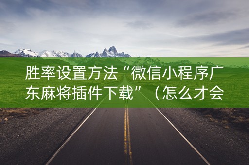 胜率设置方法“微信小程序广东麻将插件下载”（怎么才会赢)