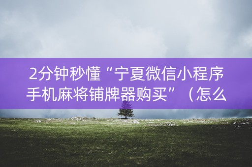 2分钟秒懂“宁夏微信小程序手机麻将铺牌器购买”（怎么增加胜率)