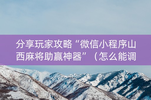 分享玩家攻略“微信小程序山西麻将助赢神器”（怎么能调好牌)