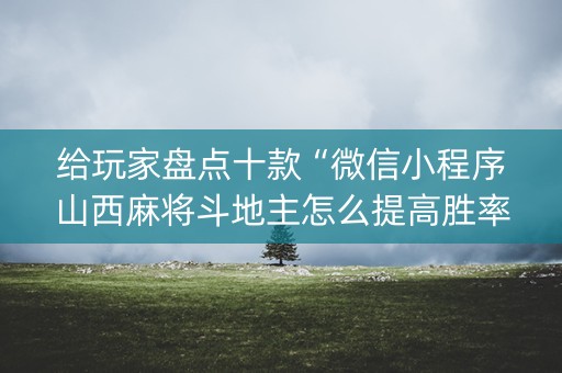 给玩家盘点十款“微信小程序山西麻将斗地主怎么提高胜率”（专用神器下载)