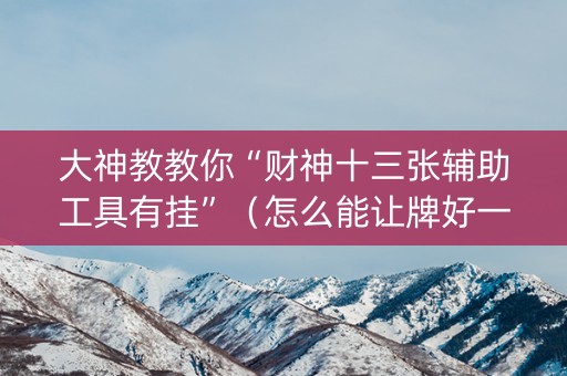 大神教教你“财神十三张辅助工具有挂”（怎么能让牌好一点)