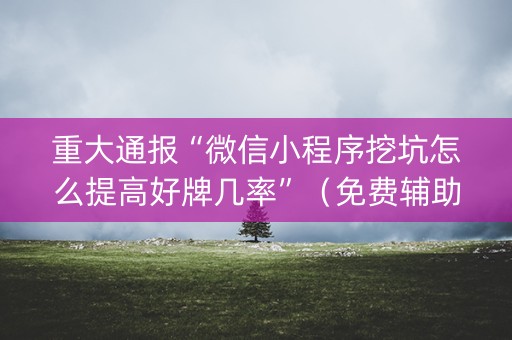 重大通报“微信小程序挖坑怎么提高好牌几率”（免费辅助)