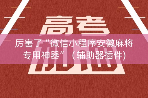 厉害了“微信小程序安徽麻将专用神器”（辅助器插件)