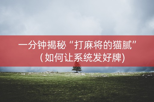 一分钟揭秘“打麻将的猫腻”（如何让系统发好牌)