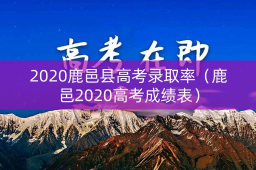 2020鹿邑县高考录取率（鹿邑2020高考成绩表）